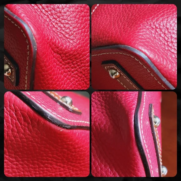 Dooney & Bourke Small Lexington Red Pebble Grain Leather Tote Bag Purse